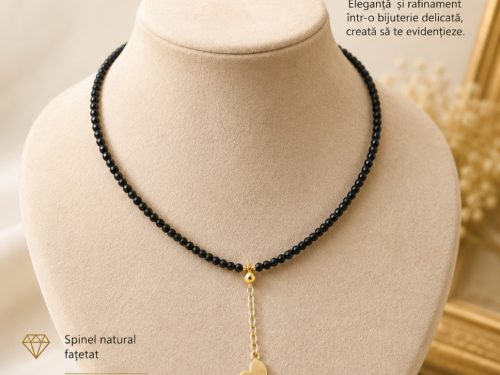 Colier Damă din Spinel Natural cu Elemente din Aur
