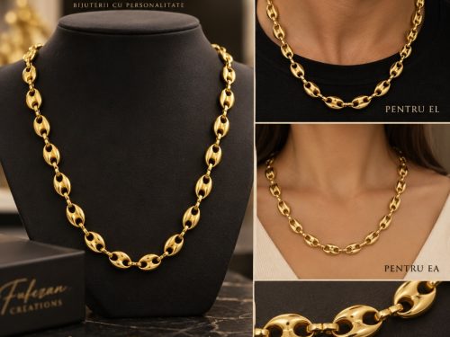 Lanț Unisex 5 mm – Oțel Inoxidabil Placat cu Aur