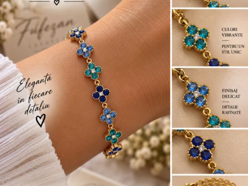 Brățară Blue Blossom – Flori cu cristale albastre