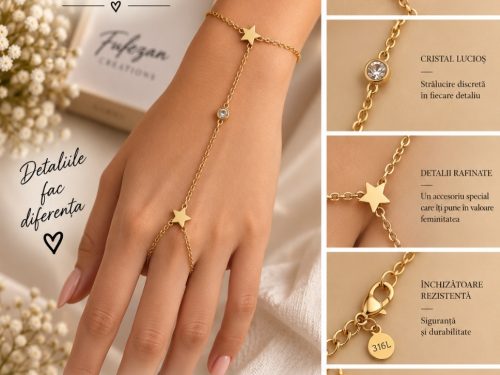 Brățară-inel Starlight – Steluțe & cristal
