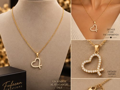 Colier Crystal Heart – Inimă cu cristale