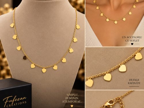 Colier Golden Hearts – Oțel inoxidabil placat cu aur