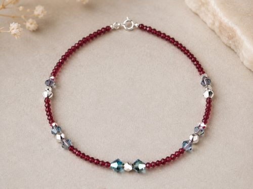 Brățară cu spinel,cristale Swarovski si biluțe din aur