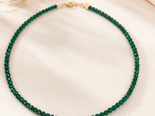 Brățară cu spinel verde si biluță din aur