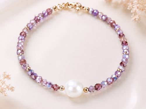 Brățară cu Swarovski,perlă si accente din aur