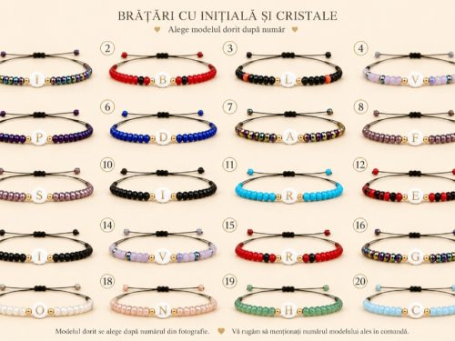 Brățară reglabilă cu initială din perlă și elemente din aur