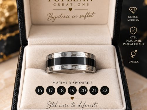 Inel Unisex din Oțel Inoxidabil – Design Negru