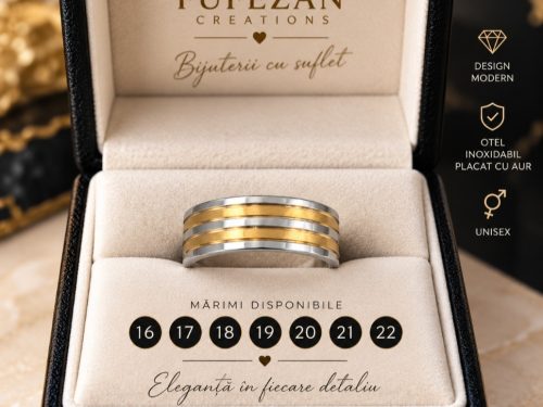 Inel Unisex din Oțel Inoxidabil Placat cu Aur – Auriu & Argintiu