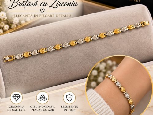 Brățară pentru Ea cu Zirconiu – Oțel Inoxidabil Placat cu Aur