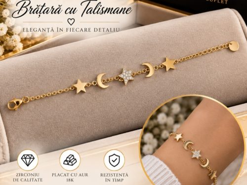 Brățară cu Talismane Stele și Lună – Pentru Ea