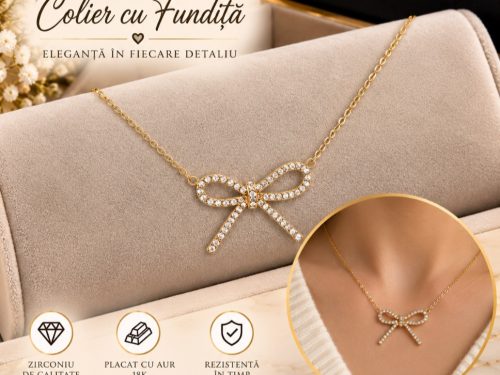 Colier Fundiță cu Zirconiu – Oțel Inoxidabil Placat cu Aur | Pentru Ea