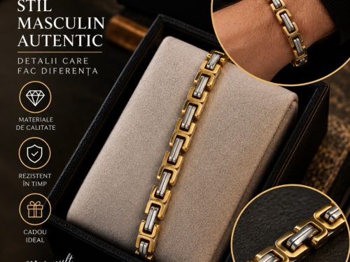 Brățară Bărbați Bicolor – Design Geometric