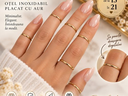 Inel Simplu Damă – Oțel Inoxidabil Placat cu Aur
