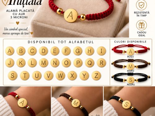 Brățară Handmade cu Inițială – Alamă Placată cu Aur 3 Microni